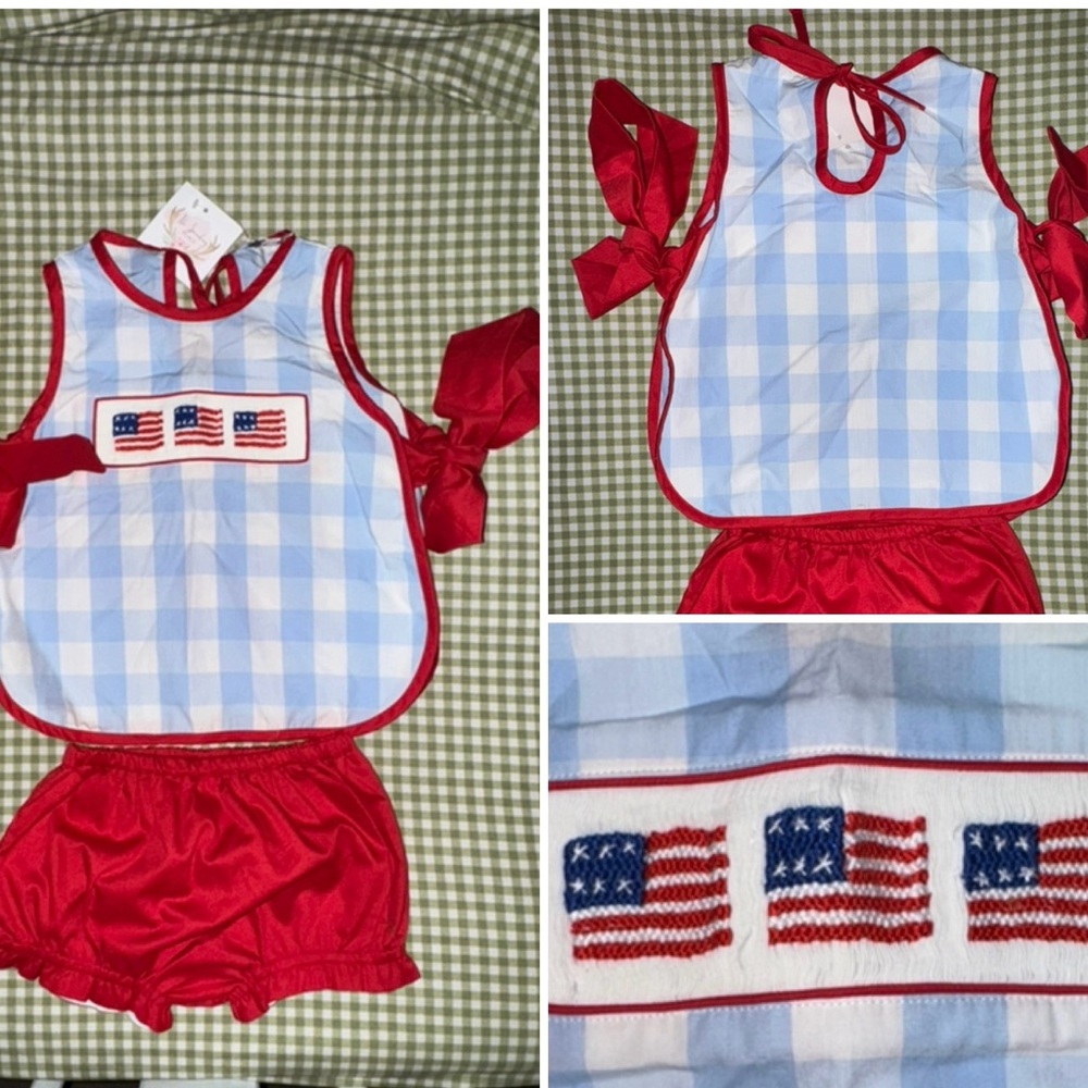Patriotic Kids Apron Set - Red and Blue